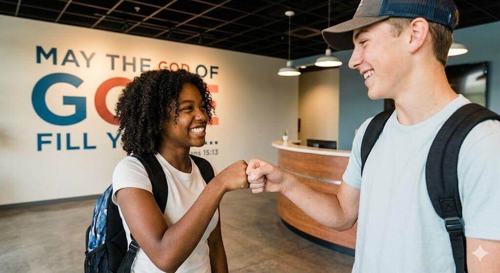 Students celebrating success at The Hope Center